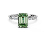 White gold Fancy Green Emerald  Diamond Pavé Band with Six-Prong Setting_45