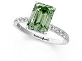 White gold Fancy Green Emerald  Diamond Pavé Band with Six-Prong Setting_47