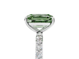 White gold Fancy Green Emerald  Diamond Pavé Band with Six-Prong Setting_51