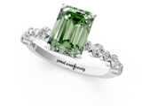 White gold Fancy Green Emerald  Diamond Prong Set Engagement Ring with Pave Band_204