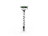 White gold Fancy Green Emerald  Diamond Prong Set Engagement Ring with Pave Band_206