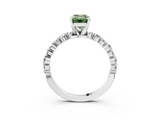 White gold Fancy Green Emerald  Diamond Prong Set Engagement Ring with Pave Band_206