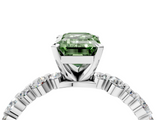 White gold Fancy Green Emerald  Diamond Prong Set Engagement Ring with Pave Band_208