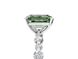 White gold Fancy Green Emerald  Diamond Prong Set Engagement Ring with Pave Band_208