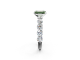 White gold Fancy Green Emerald  Diamond Prong Setting with Side Stones on a Pave Band_132