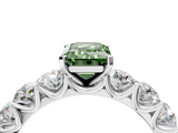 White gold Fancy Green Emerald  Diamond Prong Setting with Side Stones on a Pave Band_134