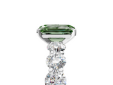 White gold Fancy Green Emerald  Diamond Prong Setting with Side Stones on a Pave Band_135