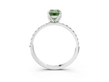 White gold Fancy Green Emerald  Diamond Solitaire Engagement Ring with Pavé Band and Prong Setting_59