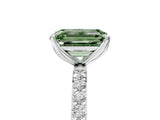 White gold Fancy Green Emerald  Diamond Solitaire Engagement Ring with Pavé Band and Prong Setting_61