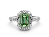 White gold Fancy Green Emerald  Diamond Solitaire Ring with Shared Prong Pavé Band_13