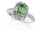 White gold Fancy Green Emerald  Diamond Solitaire Ring with Shared Prong Pavé Band_14