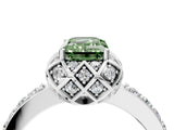 White gold Fancy Green Emerald  Diamond Solitaire Ring with Shared Prong Pavé Band_17