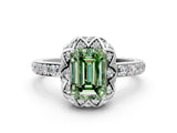 White gold Fancy Green Emerald  Diamond Solitaire Ring with Shared Prong Pavé Band_24