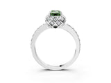 White gold Fancy Green Emerald  Diamond Solitaire Ring with Shared Prong Pavé Band_68