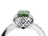White gold Fancy Green Emerald  Diamond Solitaire Ring with Shared Prong Pavé Band_70