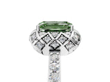 White gold Fancy Green Emerald  Diamond Solitaire Ring with Shared Prong Pavé Band_70
