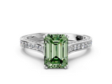 White gold Fancy Green Emerald  Diamond Solitaire with Pave Band and Six-Prong Setting_20