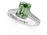 White gold Fancy Green Emerald  Diamond Solitaire with Pave Band and Six-Prong Setting_21