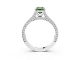 White gold Fancy Green Emerald  Diamond Solitaire with Pave Band and Six-Prong Setting_23