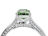 White gold Fancy Green Emerald  Diamond Solitaire with Pave Band and Six-Prong Setting_24