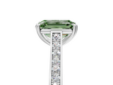 White gold Fancy Green Emerald  Diamond Solitaire with Pave Band and Six-Prong Setting_25