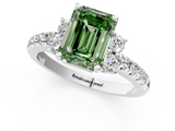 White gold Fancy Green Emerald  Diamond Three-Stone Pave Band with Four-Prong Setting_21