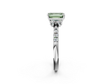 White gold Fancy Green Emerald  Diamond Three-Stone Pave Band with Four-Prong Setting_22