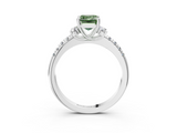 White gold Fancy Green Emerald  Diamond Three-Stone Pave Band with Four-Prong Setting_23