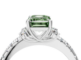 White gold Fancy Green Emerald  Diamond Three-Stone Pave Band with Four-Prong Setting_24