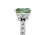 White gold Fancy Green Emerald  Diamond Three-Stone Pave Band with Four-Prong Setting_25