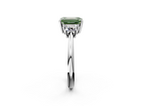 White gold Fancy Green Emerald  Diamond Three-Stone Ring with Trapezoid Side Stones and Prong Setting_19