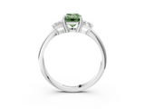 White gold Fancy Green Emerald  Diamond Three-Stone Ring with Trapezoid Side Stones and Prong Setting_20