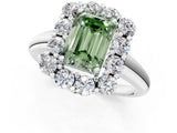 White gold Fancy Green Emerald  Halo Cluster Diamond Engagement Ring with Prong Setting and Polished Band_21