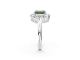 White gold Fancy Green Emerald  Halo Cluster Diamond Engagement Ring with Prong Setting and Polished Band_23