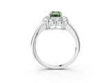 White gold Fancy Green Emerald  Halo Cluster Diamond Engagement Ring with Prong Setting and Polished Band_23