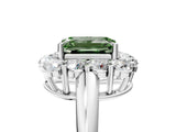 White gold Fancy Green Emerald  Halo Cluster Diamond Engagement Ring with Prong Setting and Polished Band_25