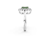 White gold Fancy Green Emerald  Halo Cluster Diamond Engagement Ring with Solitaire Band and Prong Setting_51
