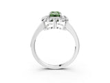 White gold Fancy Green Emerald  Halo Cluster Diamond Engagement Ring with Solitaire Band and Prong Setting_52