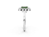 White gold Fancy Green Emerald  Halo Diamond Cluster Engagement Ring with Milgrain Bezel Setting and Solitaire Band_41