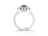 White gold Fancy Green Emerald  Halo Diamond Cluster Engagement Ring with Milgrain Bezel Setting and Solitaire Band_42