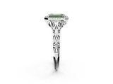 White gold Fancy Green Emerald  Halo Diamond Engagement Ring with Intricate Filigree Band and Four-Prong Setting_39