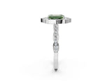 White gold Fancy Green Emerald  Halo Diamond Engagement Ring with Milgrain Band and Four-Prong Setting_51