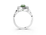 White gold Fancy Green Emerald  Halo Diamond Engagement Ring with Milgrain Band and Four-Prong Setting_52