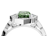 White gold Fancy Green Emerald  Halo Diamond Engagement Ring with Milgrain Band and Four-Prong Setting_53