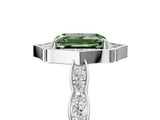 White gold Fancy Green Emerald  Halo Diamond Engagement Ring with Milgrain Band and Four-Prong Setting_54