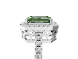 White gold Fancy Green Emerald  Halo Diamond Engagement Ring with Pavé Band and Four-Prong Setting_50