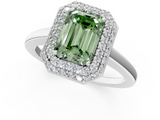 White gold Fancy Green Emerald  Halo Diamond Engagement Ring with Solitaire Band and Four-Prong Setting_19