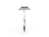 White gold Fancy Green Emerald  Halo Diamond Engagement Ring with Solitaire Band and Four-Prong Setting_20