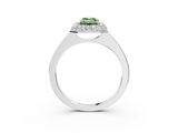 White gold Fancy Green Emerald  Halo Diamond Engagement Ring with Solitaire Band and Four-Prong Setting_21