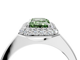 White gold Fancy Green Emerald  Halo Diamond Engagement Ring with Solitaire Band and Four-Prong Setting_24